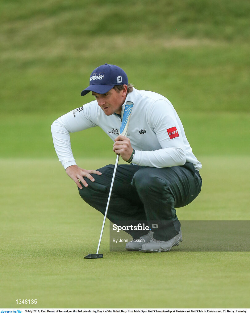 9 July 2017; Paul Dunne of Ireland, on the 3rd hole during Day 4 of the Dubai Duty Free Irish Open Golf Championship at Portstewart Golf Club in Portstewart, Co Derry. Photo by John Dickson/Sportsfile