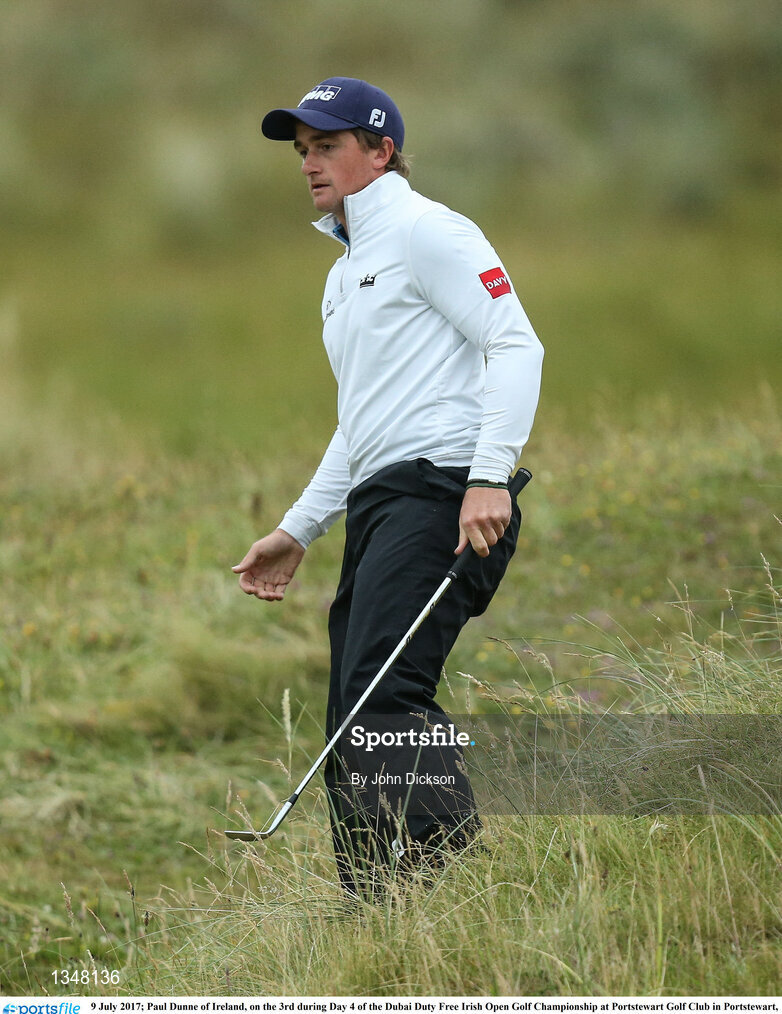 9 July 2017; Paul Dunne of Ireland, on the 3rd during Day 4 of the Dubai Duty Free Irish Open Golf Championship at Portstewart Golf Club in Portstewart, Co Derry. Photo by John Dickson/Sportsfile