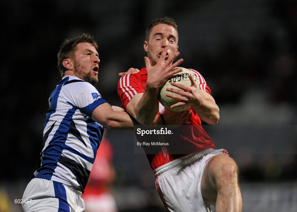 10 March 2012; Colm O'Neill, Cork, in action against Cahir Healy, Laois. Allianz Football League, Division 1, Round 4, Laois v Cork, O'Moore Park, Portlaoise, Co. Laois. Picture credit: Ray McManus / SPORTSFILE
