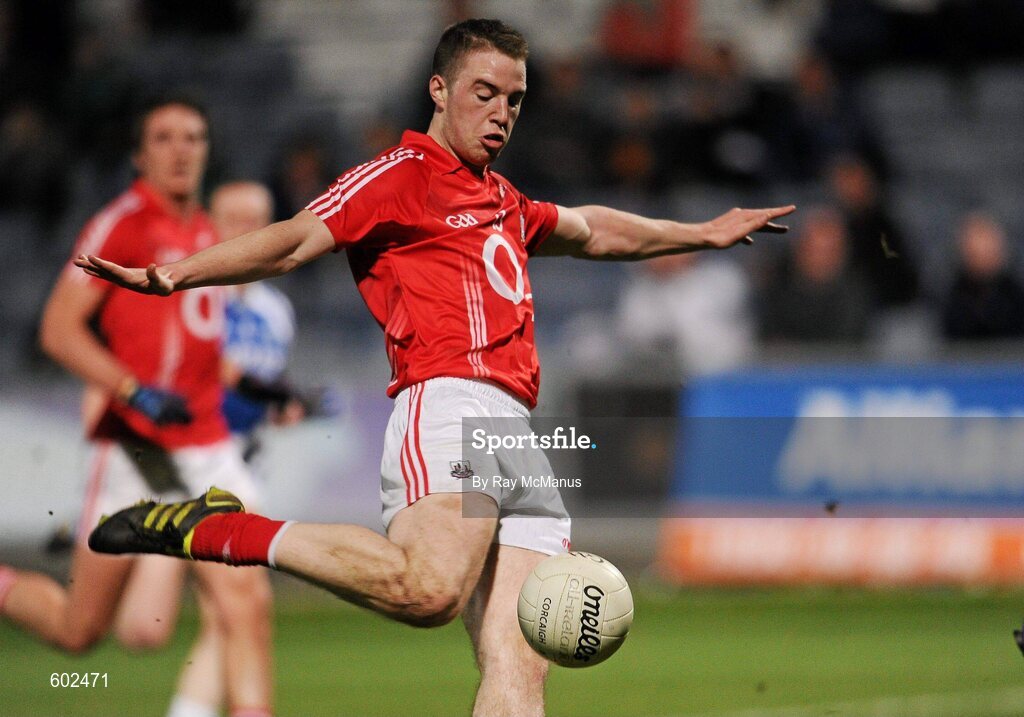 10 March 2012; Colm O'Neill, Cork, shoots to score his side's second goal. Allianz Football League, Division 1, Round 4, Laois v Cork, O'Moore Park, Portlaoise, Co. Laois. Picture credit: Ray McManus / SPORTSFILE