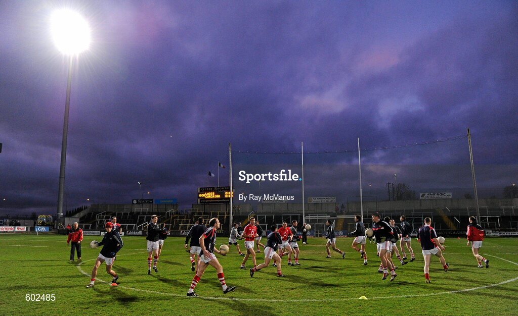10 March 2012; Memberes of the Cork team go through a warm up routine before the game. Allianz Football League, Division 1, Round 4, Laois v Cork, O'Moore Park, Portlaoise, Co. Laois. Picture credit: Ray McManus / SPORTSFILE