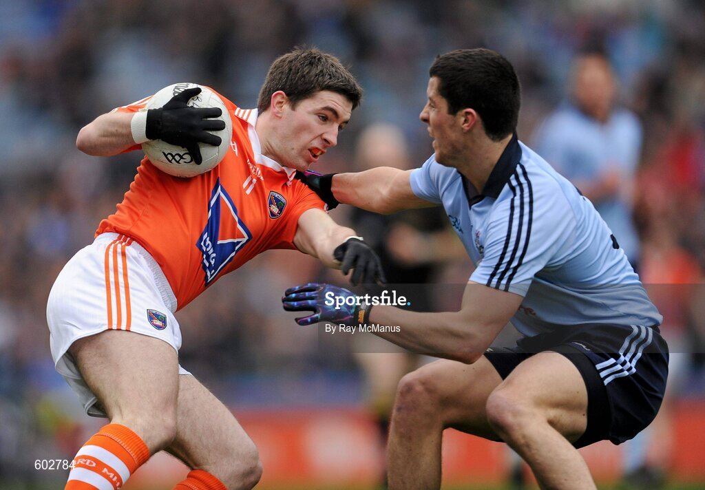 11 March 2012; Brian Mallon, Armagh, in action against Rory O'Carroll, Dublin. Allianz Football League Division 1, Round 4, Dublin v Armagh, Croke Park, Dublin. Picture credit: Ray McManus / SPORTSFILE