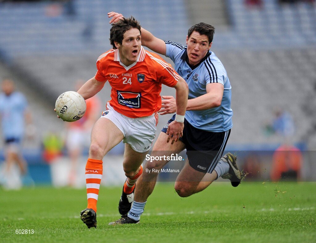11 March 2012; Colm Watters, Armagh, in action against Eamon Fennell, Dublin. Allianz Football League Division 1, Round 4, Dublin v Armagh, Croke Park, Dublin. Picture credit: Ray McManus / SPORTSFILE