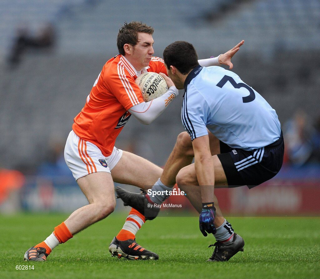 11 March 2012; Anto Duffy, Armagh, in action against Rory O'Carroll, Dublin. Allianz Football League Division 1, Round 4, Dublin v Armagh, Croke Park, Dublin. Picture credit: Ray McManus / SPORTSFILE