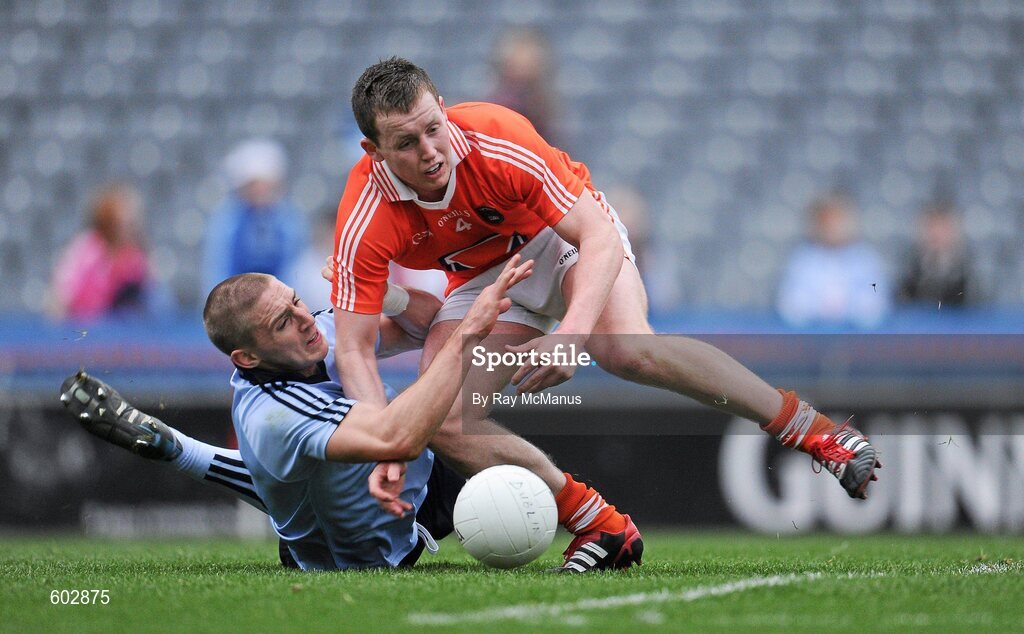 11 March 2012; Eoghan O'Gara, Dublin, in action against Declan McKenna, Armagh. Allianz Football League Division 1, Round 4, Dublin v Armagh, Croke Park, Dublin. Picture credit: Ray McManus / SPORTSFILE