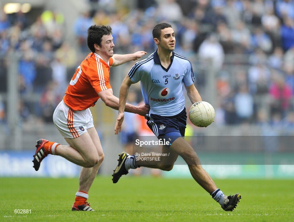 11 March 2012; James McCarthy, Dublin, in action against Aidan Forker, Armagh. Allianz Football League Division 1, Round 4, Dublin v Armagh, Croke Park, Dublin. Picture credit: Daire Brennan / SPORTSFILE