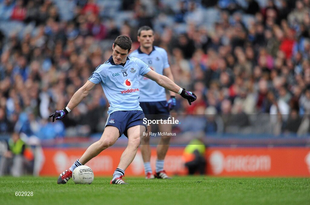 11 March 2012; Dublin corner forward Diarmuid Connolly, who ended the game with a personal score of 3-03, kicks a second half free. Allianz Football League Division 1, Round 4, Dublin v Armagh, Croke Park, Dublin. Picture credit: Ray McManus / SPORTSFILE