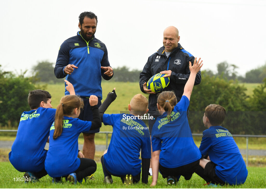 11 July 2017; Isa Nacewa and Richardt Strauss with young players during the Bank of Ireland Leinster Rugby Summer Camp at Balbriggan RFC in Dublin. Photo by Eóin Noonan/Sportsfile