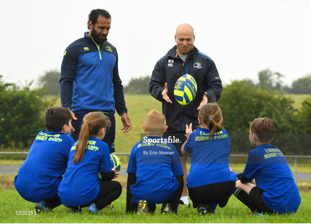 11 July 2017; Isa Nacewa and Richardt Strauss with young players during the Bank of Ireland Leinster Rugby Summer Camp at Balbriggan RFC in Dublin. Photo by Eóin Noonan/Sportsfile
