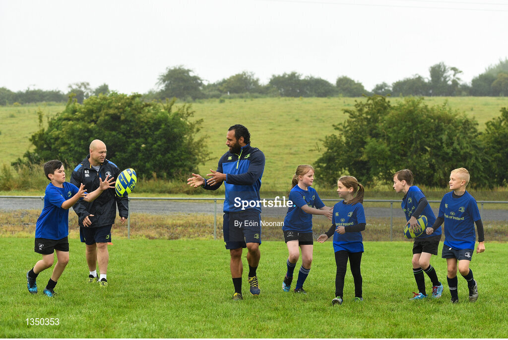 11 July 2017; Isa Nacewa and Richardt Strauss with young players during the Bank of Ireland Leinster Rugby Summer Camp at Balbriggan RFC in Dublin. Photo by Eóin Noonan/Sportsfile