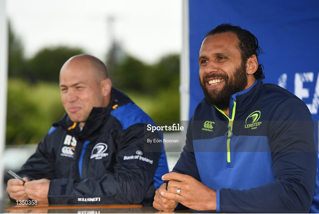 11 July 2017; Isa Nacewa, right, and Richardt Strauss speaking to young players during the Bank of Ireland Leinster Rugby Summer Camp at Balbriggan RFC in Dublin. Photo by Eóin Noonan/Sportsfile