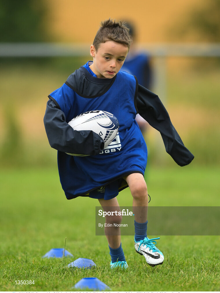 11 July 2017; Max Denny, age 6, from Dublin, in action during the Bank of Ireland Leinster Rugby Summer Camp at Balbriggan RFC in Dublin. Photo by Eóin Noonan/Sportsfile