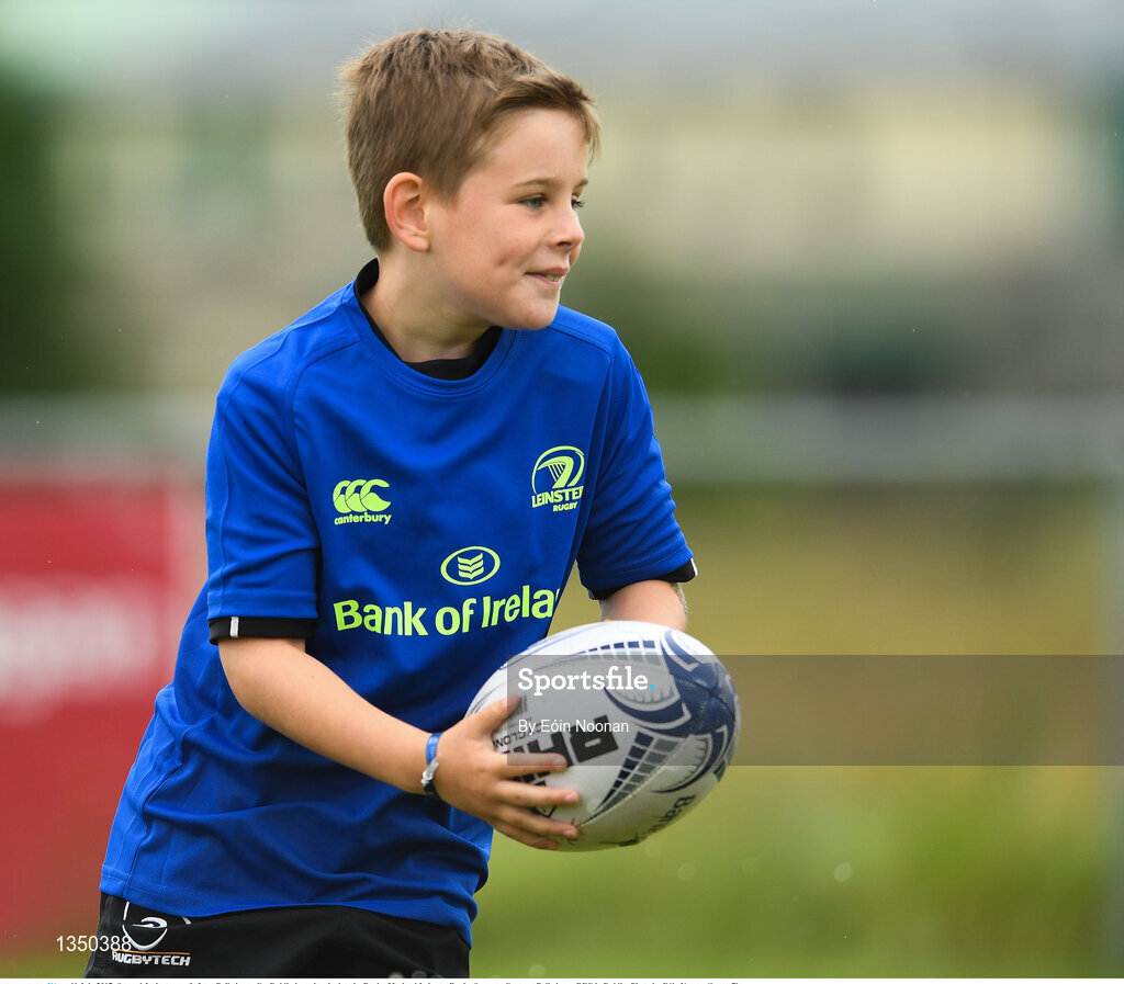 11 July 2017; Samuel Jackson, age 9, from Balbriggan Co. Dublin in action during the Bank of Ireland Leinster Rugby Summer Camp at Balbriggan RFC in Dublin. Photo by Eóin Noonan/Sportsfile