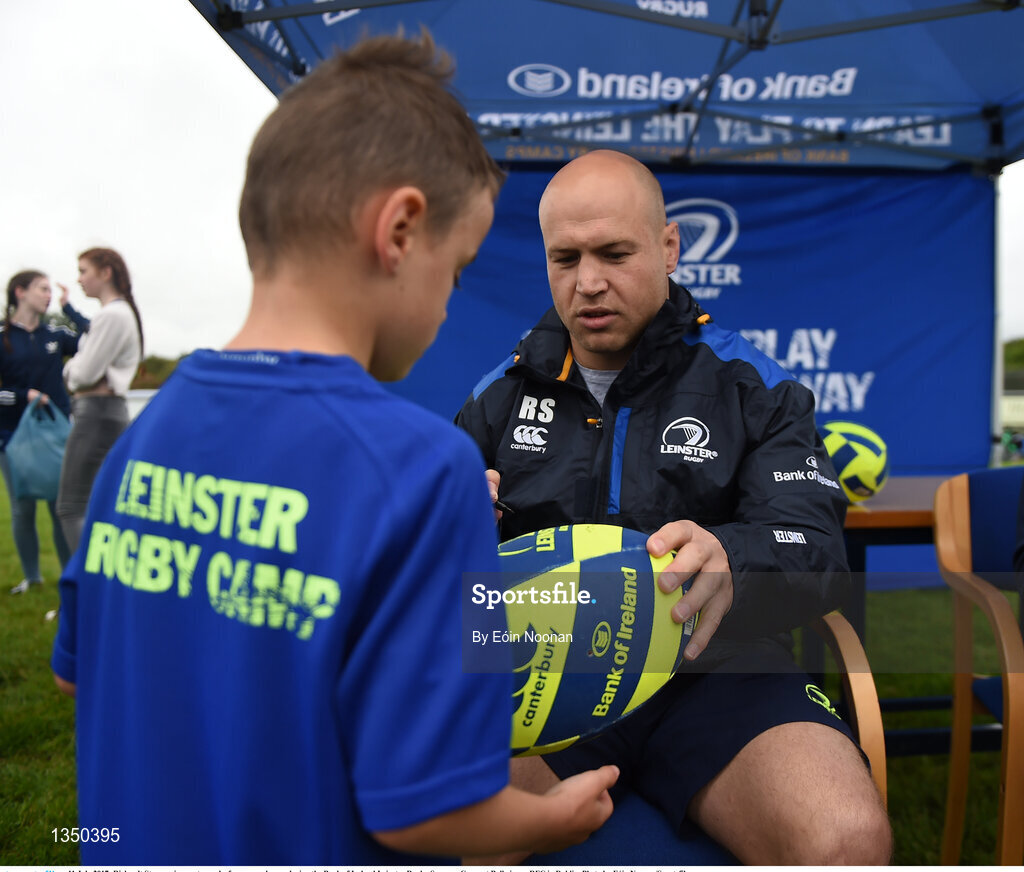 11 July 2017; Richardt Strauss signs autographs for young players during the Bank of Ireland Leinster Rugby Summer Camp at Balbriggan RFC in Dublin. Photo by Eóin Noonan/Sportsfile