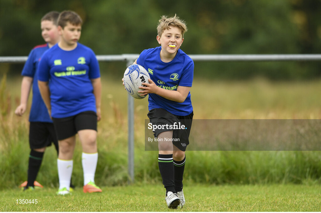 11 July 2017; Rory Gallen age 10 from Dublin in action during the Bank of Ireland Leinster Rugby Summer Camp at Balbriggan RFC in Dublin. Photo by Eóin Noonan/Sportsfile