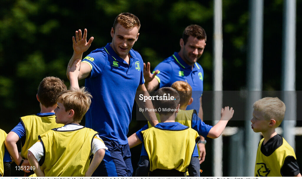 12 July 2017; Leinster player Nick McCarthy, left, and Fergus McFadden during the Bank of Ireland Leinster Rugby Summer Camp at Greystones RFC in Greystones, Co Wicklow. Photo by Piaras Ó Mídheach/Sportsfile
