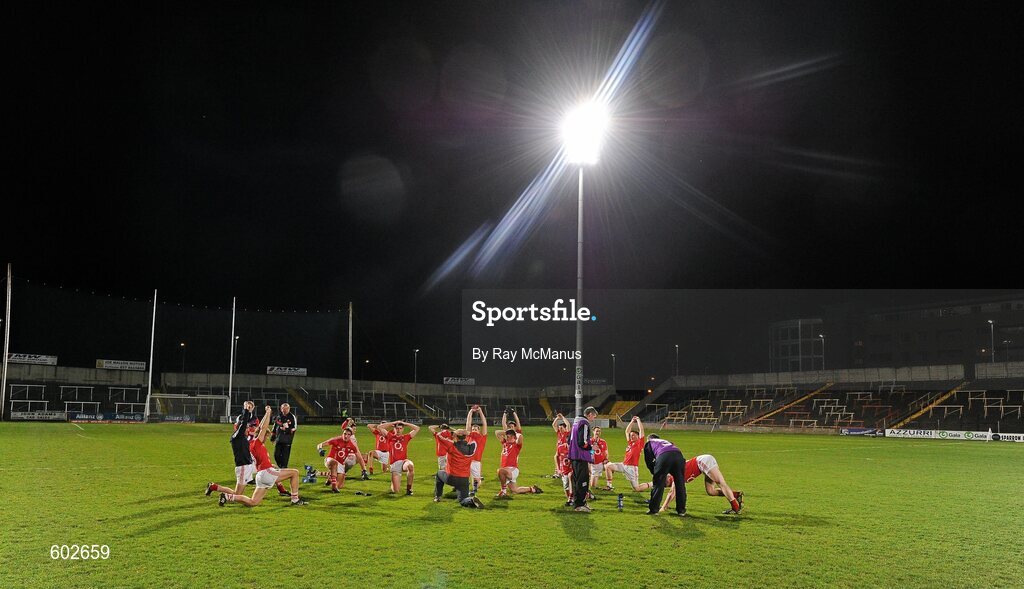 10 March 2012; The Cork players warm down after the game. Allianz Football League, Division 1, Round 4, Laois v Cork, O'Moore Park, Portlaoise, Co. Laois. Picture credit: Ray McManus / SPORTSFILE