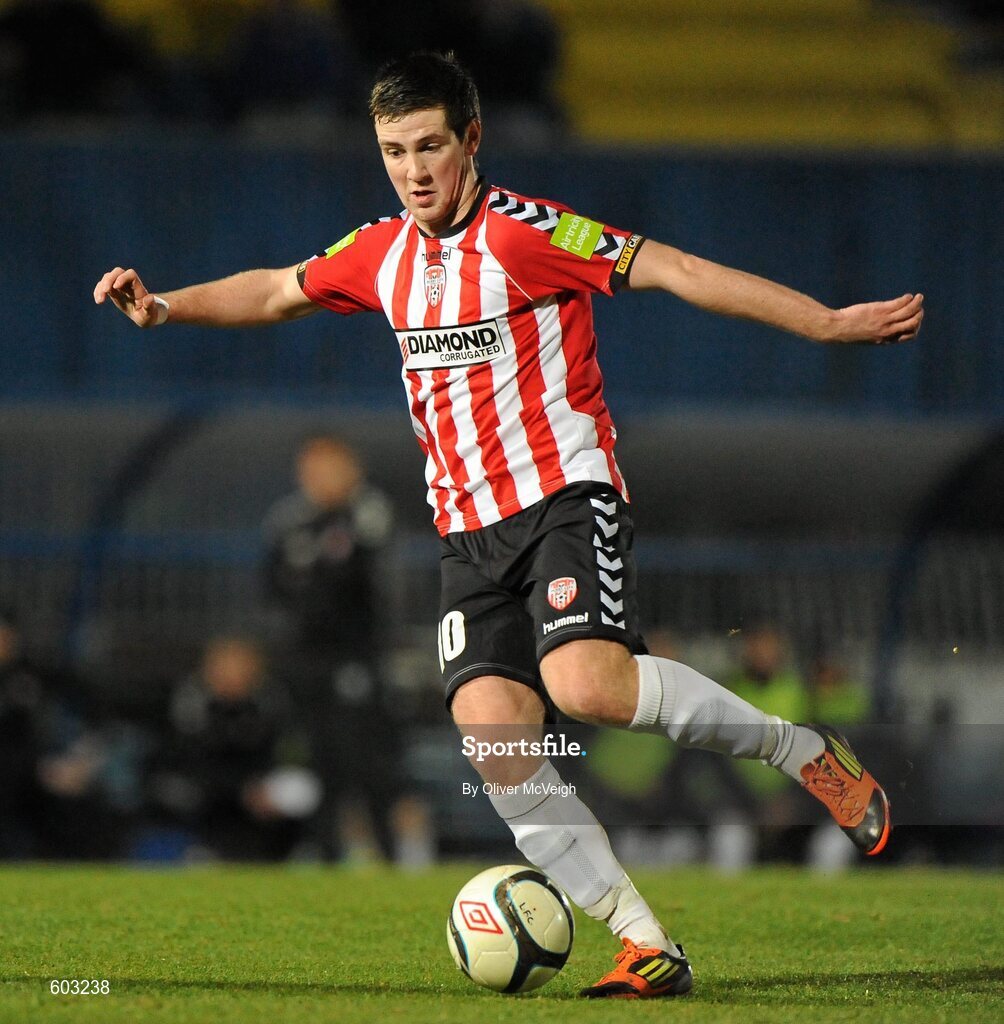 5 March 2012; Patrick  McEleney, Derry City. 2012 Setanta Sports Cup, Quarter-Final, 1st Leg, Linfield v Derry City, Windsor Park, Belfast, Co. Antrim. Picture credit: Oliver McVeigh / SPORTSFILE