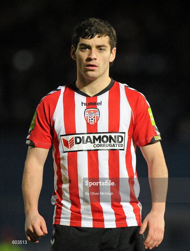 5 March 2012; David McDaid, Derry City. 2012 Setanta Sports Cup, Quarter-Final, 1st Leg, Linfield v Derry City, Windsor Park, Belfast, Co. Antrim. Picture credit: Oliver McVeigh / SPORTSFILE