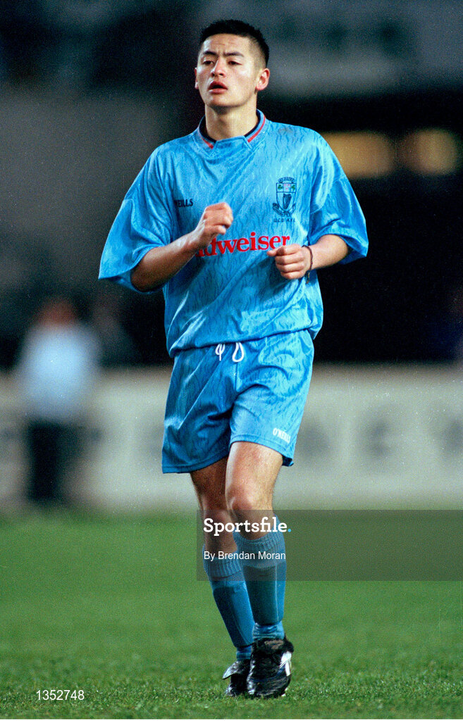 16 May 1995; Jason Sherlock of UCD during the pre-season friendly match between UCD and Liverpool at Lansdowne Road in Dublin. Photo By Brendan Moran/Sportsfile