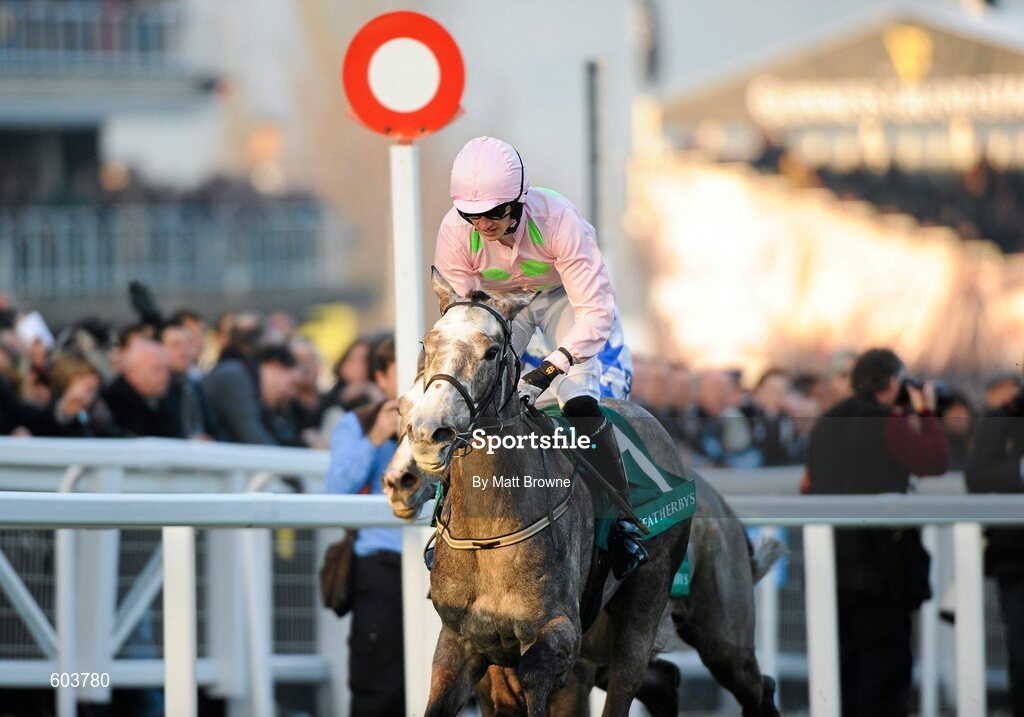 14 March 2012; Champagne Fever, with Patrick Mullins up, on the way to winning the Weatherbys Champion Bumper. Cheltenham Racing Festival, Prestbury Park, Cheltenham, England. Picture credit: Matt Browne / SPORTSFILE