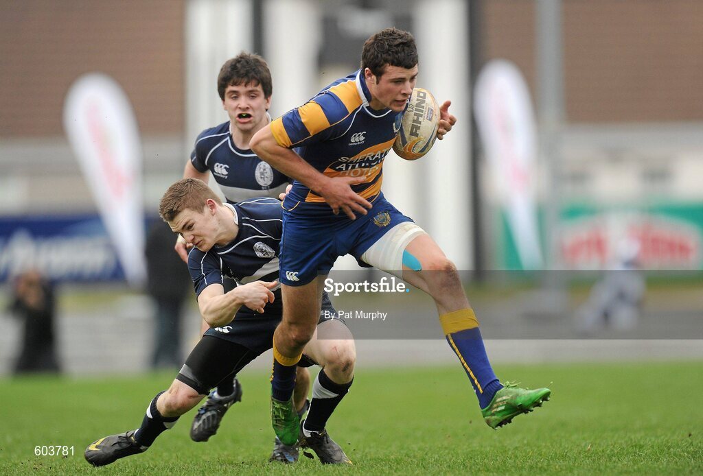 14 March 2012; Robert Henshaw, Marist College, Athlone, is tackled by Daragh Higgins, Sligo Grammar School. Supermac's Connacht Schools Senior Cup Final, Marist College, Athlone v Sligo Grammar School, Sportsground, Galway. Picture credit: Pat Murphy / SPORTSFILE