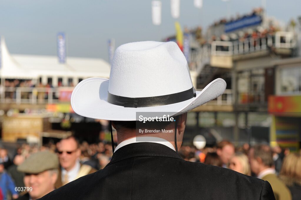 14 March 2012; A cowboy hat is seen during Ladies Day at the Cheltenham Festival. Cheltenham Racing Festival, Prestbury Park, Cheltenham, England. Picture credit: Brendan Moran / SPORTSFILE