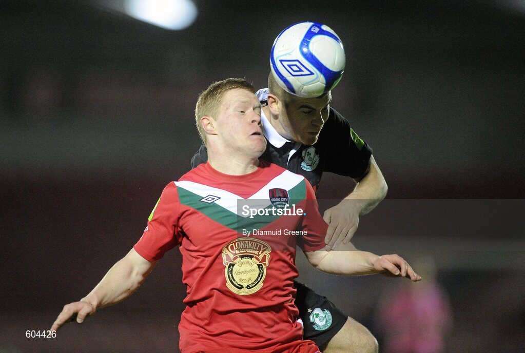 16 March 2012; Daryl Horgan, Cork City, in action against Conor Powell, Shamrock Rovers. Airtricity League Premier Division, Cork City v Shamrock Rovers, Turner's Cross, Cork. Picture credit: Diarmuid Greene / SPORTSFILE