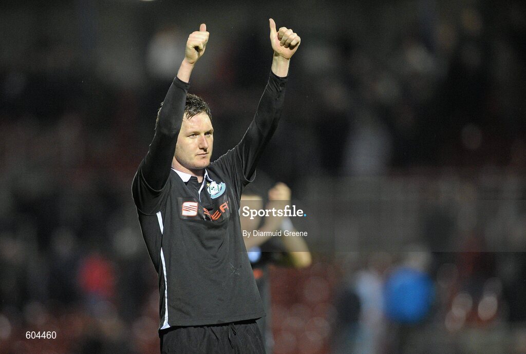 16 March 2012; Gary Twigg, Shamrock Rovers, acknowledges the supporters after their side's draw with Cork City. Airtricity League Premier Division, Cork City v Shamrock Rovers, Turner's Cross, Cork. Picture credit: Diarmuid Greene / SPORTSFILE