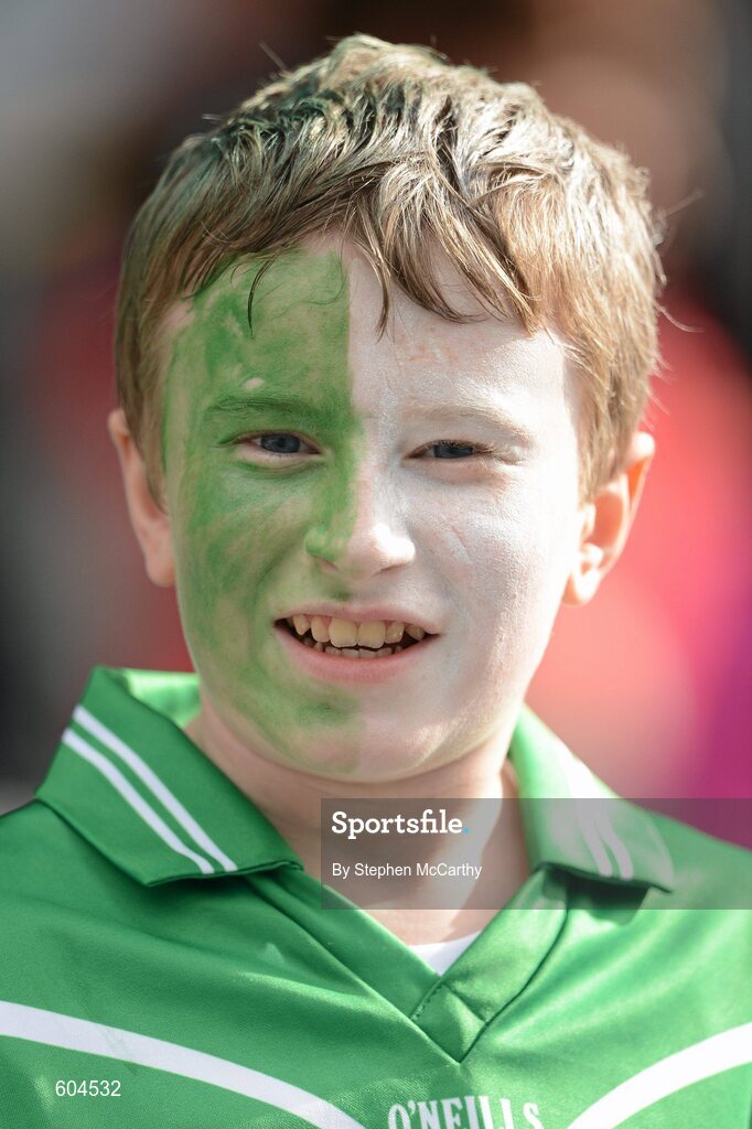 17 March 2012; Coolderry supporter Kian Morris, age 12, at the game. AIB GAA Hurling All-Ireland Senior Club Championship Final, Coolderry, Offaly, v Loughgiel Shamrocks, Antrim. Croke Park, Dublin. Picture credit: Stephen McCarthy / SPORTSFILE