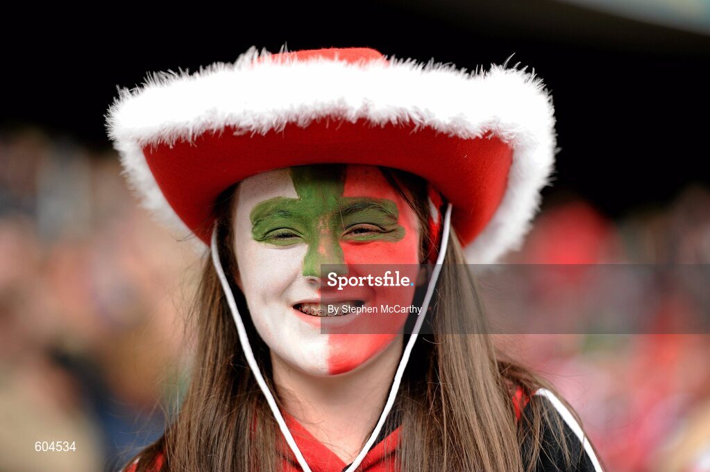 17 March 2012; Loughgiel Shamrocks supporter Megan Boyle, age 13, ahead of the game. AIB GAA Hurling All-Ireland Senior Club Championship Final, Coolderry, Offaly, v Loughgiel Shamrocks, Antrim. Croke Park, Dublin. Picture credit: Stephen McCarthy / SPORTSFILE