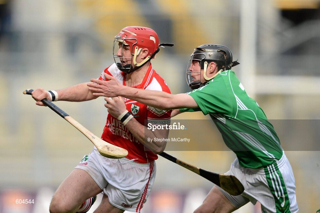 17 March 2012; Liam Watson, Loughgiel Shamrocks, in action against Brendan O'Meara, Coolderry. AIB GAA Hurling All-Ireland Senior Club Championship Final, Coolderry, Offaly, v Loughgiel Shamrocks, Antrim. Croke Park, Dublin. Picture credit: Stephen McCarthy / SPORTSFILE