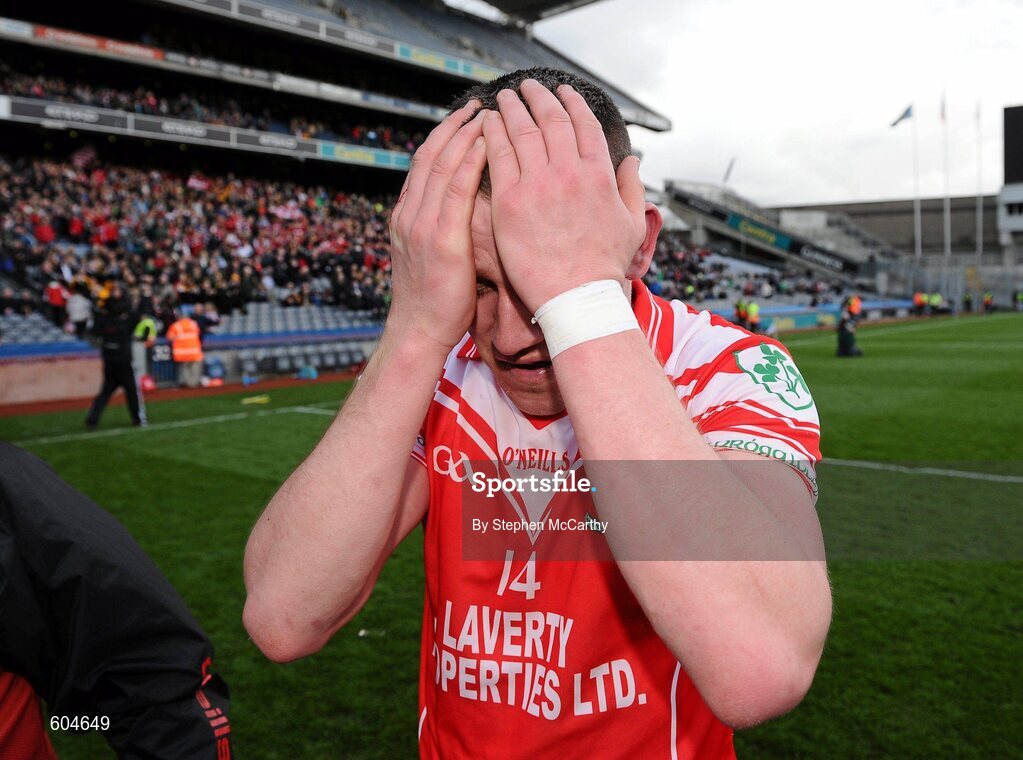17 March 2012; Joseph Scullion, Loughgiel Shamrocks, following his side's victory. AIB GAA Hurling All-Ireland Senior Club Championship Final, Coolderry, Offaly, v Loughgiel Shamrocks, Antrim. Croke Park, Dublin. Picture credit: Stephen McCarthy / SPORTSFILE