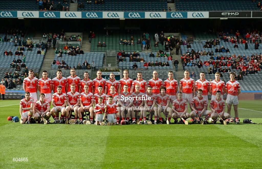17 March 2012; The Loughgiel Shamrocks squad. AIB GAA Hurling All-Ireland Senior Club Championship Final, Coolderry, Offaly, v Loughgiel Shamrocks, Antrim, Croke Park, Dublin. Picture credit: Ray McManus / SPORTSFILE