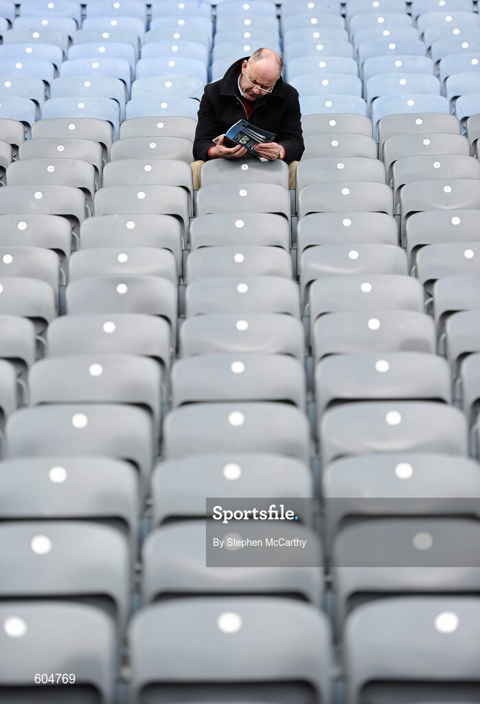 17 March 2012; A supporter awatis the start of the game. AIB GAA Hurling All-Ireland Senior Club Championship Final, Coolderry, Offaly, v Loughgiel Shamrocks, Antrim. Croke Park, Dublin. Picture credit: Stephen McCarthy / SPORTSFILE