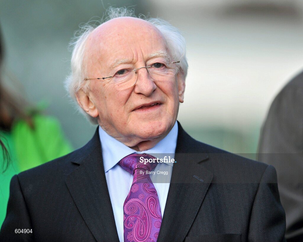 18 March 2012; President of Ireland Michael D. Higgins before the game. Men’s 2012 Olympic Qualifying Tournament Final, Ireland v Korea. National Hockey Stadium, UCD, Belfield, Dublin. Picture credit: Barry Cregg / SPORTSFILE