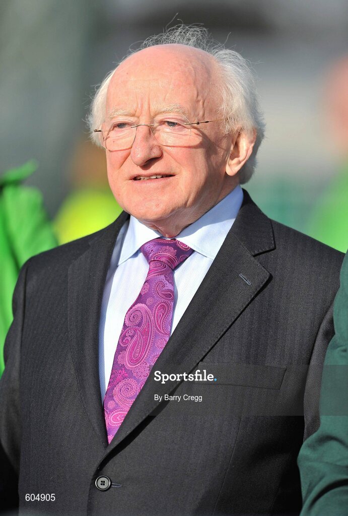 18 March 2012; President of Ireland Michael D. Higgins before the game. Men’s 2012 Olympic Qualifying Tournament Final, Ireland v Korea. National Hockey Stadium, UCD, Belfield, Dublin. Picture credit: Barry Cregg / SPORTSFILE