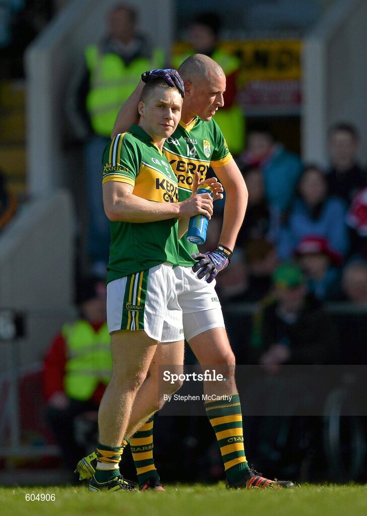 18 March 2012; Kerry's Kieran Donaghy and Peter Crowley, left, during the game. Allianz Football League, Division 1, Round 5, Cork v Kerry, Pairc Ui Chaoimh, Cork. Picture credit: Stephen McCarthy / SPORTSFILE