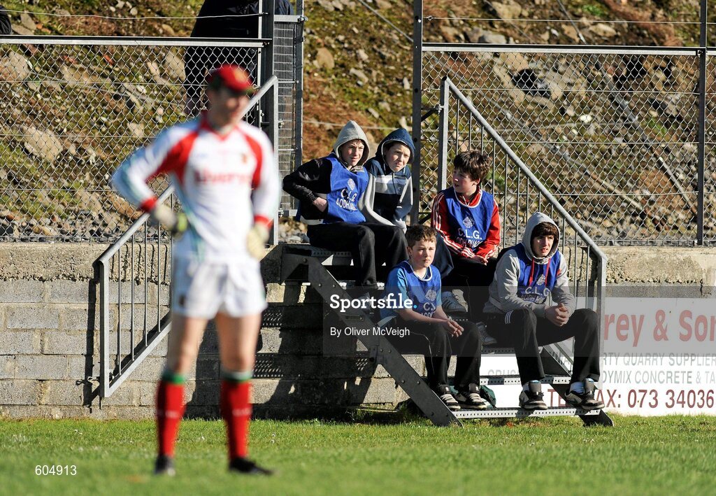 18 March 2012; The youthful stewards taking it easy watching the game. Allianz Football League, Division 1, Round 5, Donegal v Mayo, Fr. Tierney Park, Ballyshannon, Donegal. Picture credit: Oliver McVeigh / SPORTSFILE