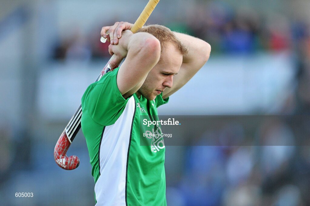 18 March 2012; A dejected Eugene Magee, Ireland, after the game. Men’s 2012 Olympic Qualifying Tournament Final, Ireland v Korea. National Hockey Stadium, UCD, Belfield, Dublin. Picture credit: Barry Cregg / SPORTSFILE