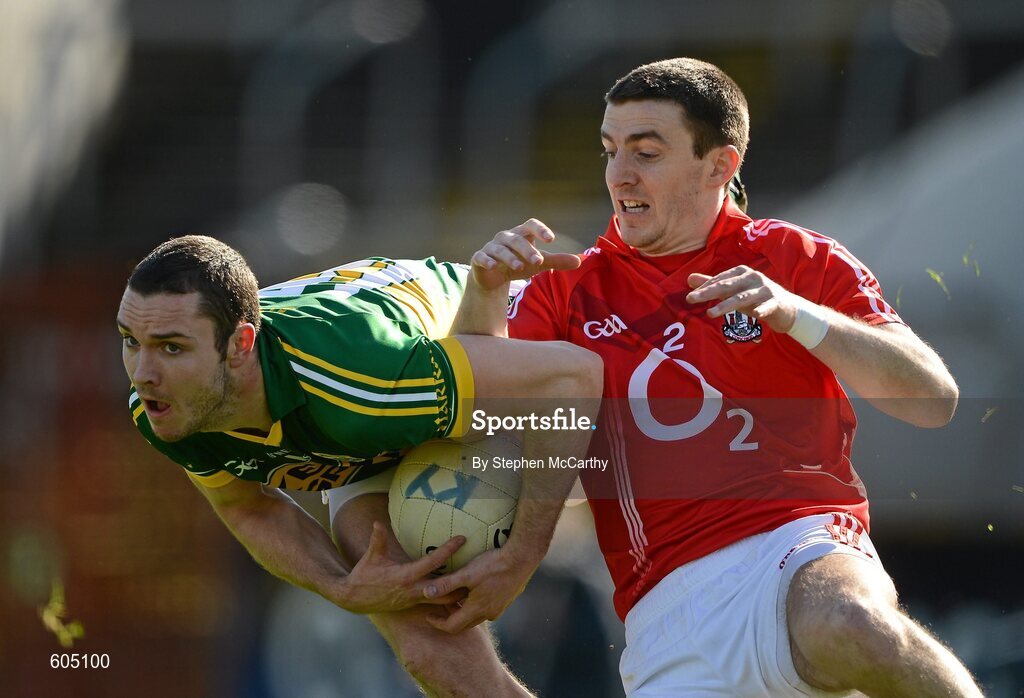 18 March 2012; Patrick Curtin, Kerry, in action against Ray Carey, Cork. Allianz Football League, Division 1, Round 5, Cork v Kerry, Pairc Ui Chaoimh, Cork. Picture credit: Stephen McCarthy / SPORTSFILE