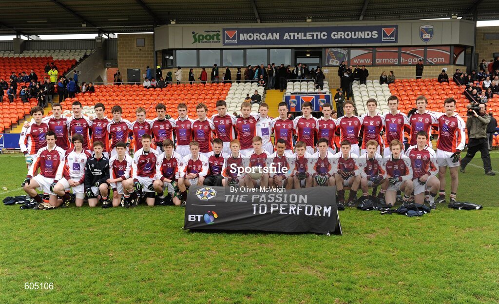 19 March 2012; The St. Paul’s, Bessbrook, squad. MacLarnon Cup Final, St. Columb’s, Derry v St. Paul’s, Bessbrook, Morgan Athletic Grounds, Armagh. Picture credit: Oliver McVeigh / SPORTSFILE