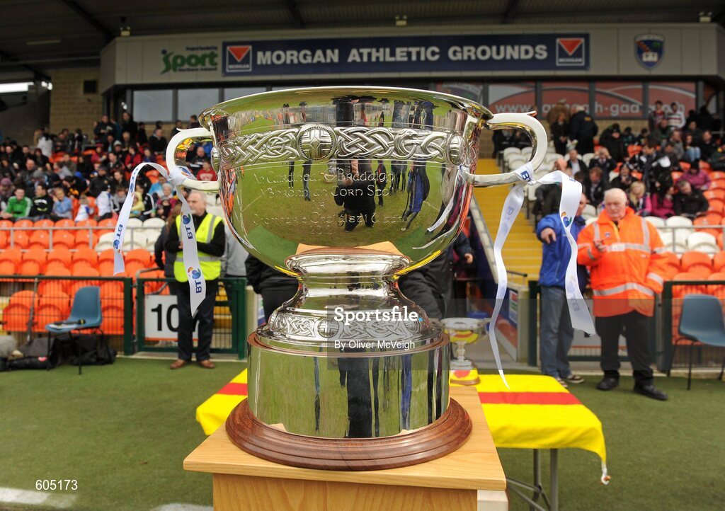 19 March 2012; A general view of the new MacRory cup before the game. MacRory Cup Final, St. Patrick’s, Maghera v St. Michael’s, Enniskillen, Bessbrook, Morgan Athletic Grounds, Armagh. Picture credit: Oliver McVeigh / SPORTSFILE