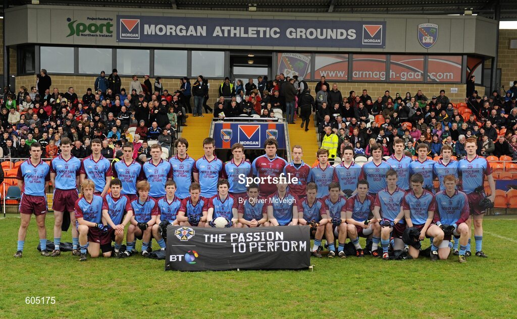 19 March 2012; The St. Michael’s, Enniskillen squad. MacRory Cup Final, St. Patrick’s, Maghera v St. Michael’s, Enniskillen, Bessbrook, Morgan Athletic Grounds, Armagh. Picture credit: Oliver McVeigh / SPORTSFILE