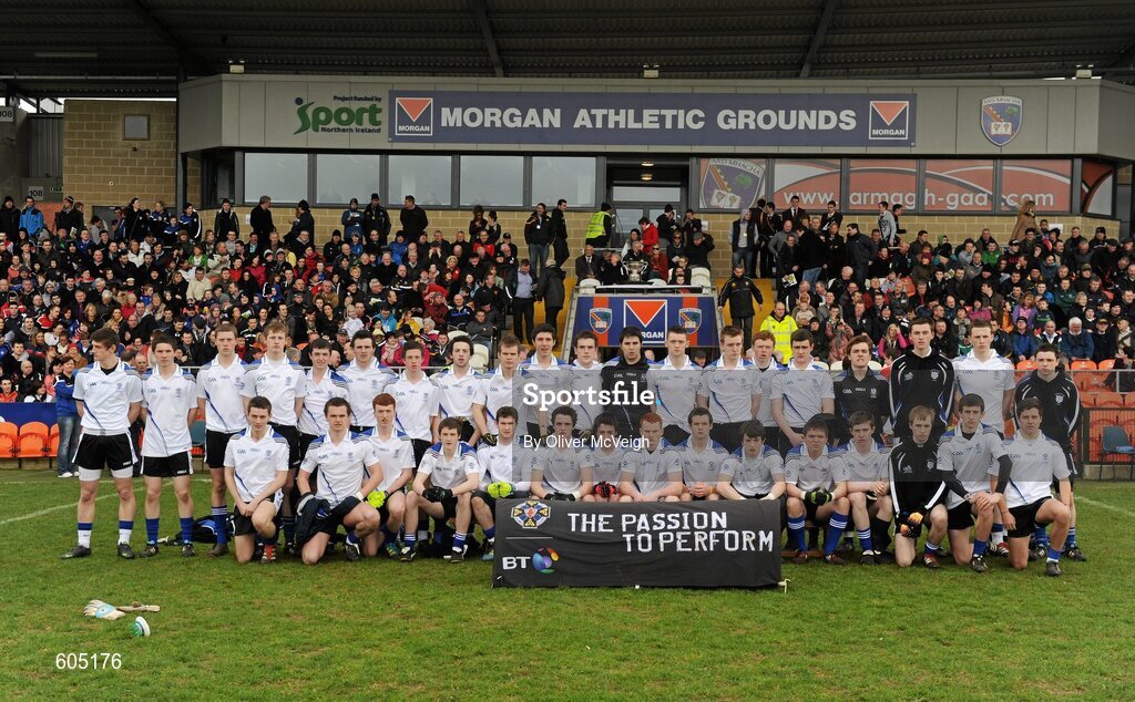 19 March 2012; The St. Patrick’s, Maghera, squad. MacRory Cup Final, St. Patrick’s, Maghera v St. Michael’s, Enniskillen, Bessbrook, Morgan Athletic Grounds, Armagh. Picture credit: Oliver McVeigh / SPORTSFILE