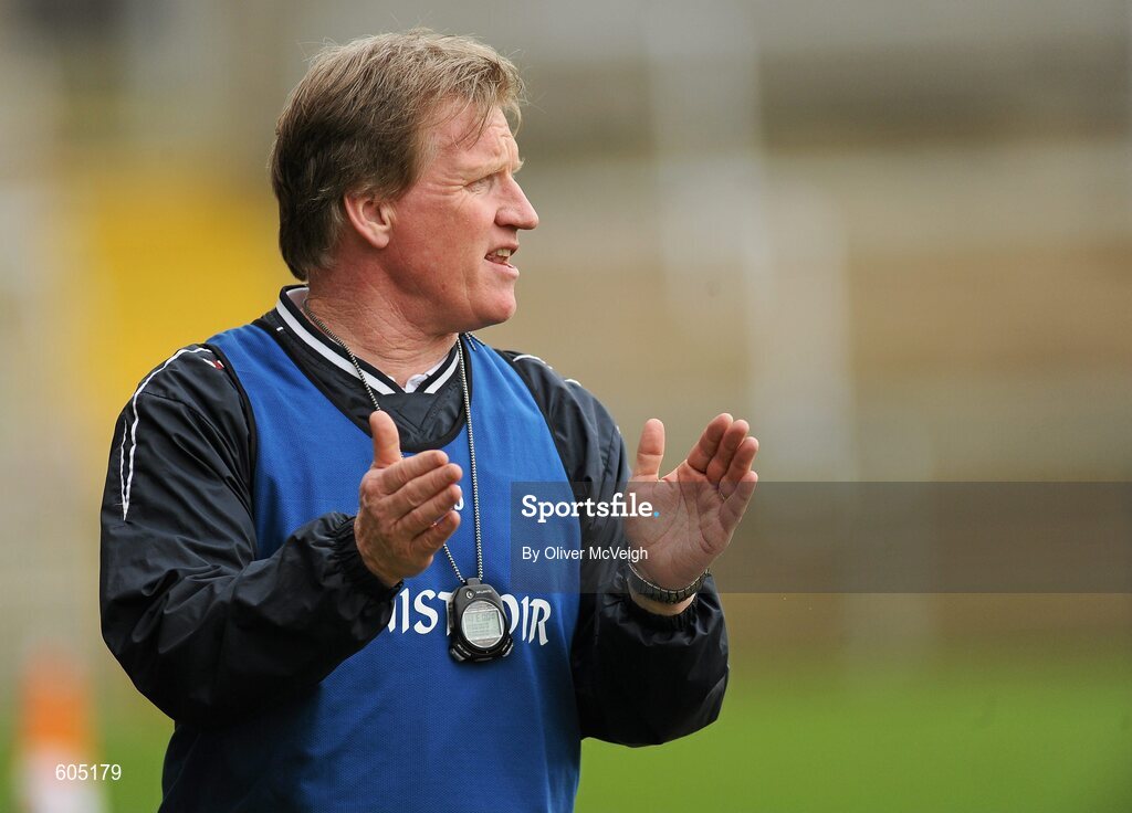 19 March 2012; St. Michael’s, Enniskillen, manager Dominic Corrigan. MacRory Cup Final, St. Patrick’s, Maghera v St. Michael’s, Enniskillen, Bessbrook, Morgan Athletic Grounds, Armagh. Picture credit: Oliver McVeigh / SPORTSFILE
