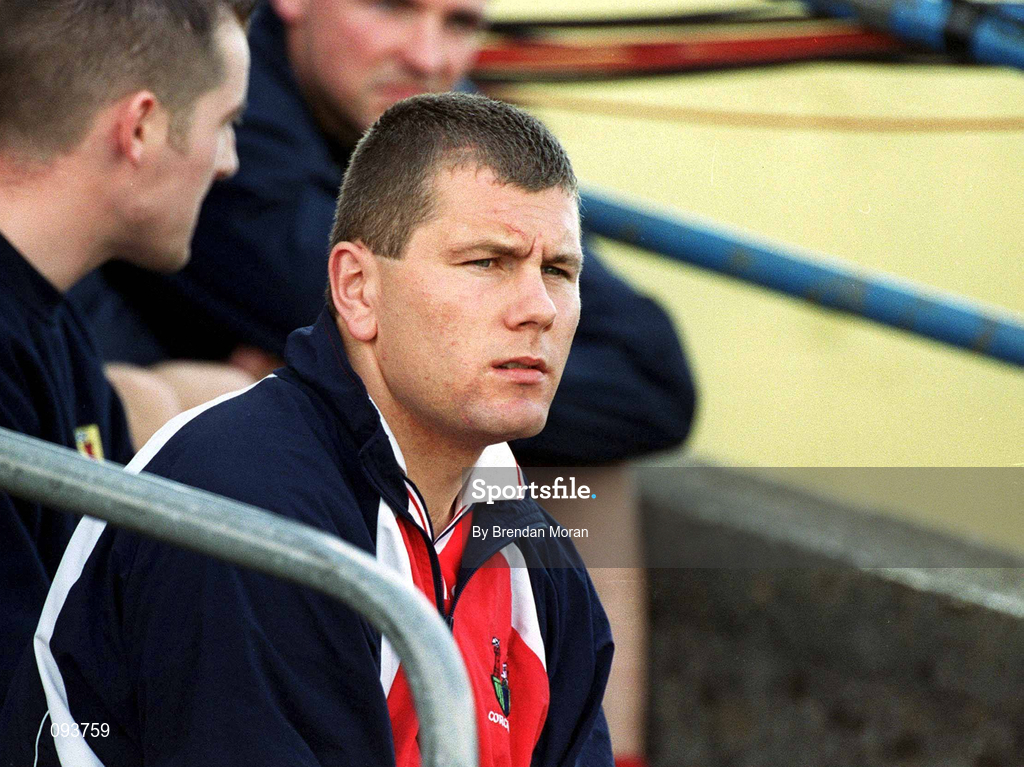 14 July 2002; Diarmuid O'Sullivan of Cork sits on the bench before coming on as a substitute during the Bank of Ireland Munster Senior Football Championship Final match between Cork and Tipperary at Semple Stadium in Thurles, Tipperary. Photo by Brendan Moran/Sportsfile