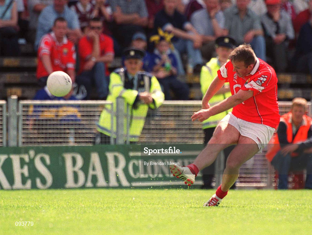 14 July 2002; Colin Corkery of Cork scores a point from a free during the Bank of Ireland Munster Senior Football Championship Final match between Cork and Tipperary at Semple Stadium in Thurles, Tipperary. Photo by Brendan Moran/Sportsfile