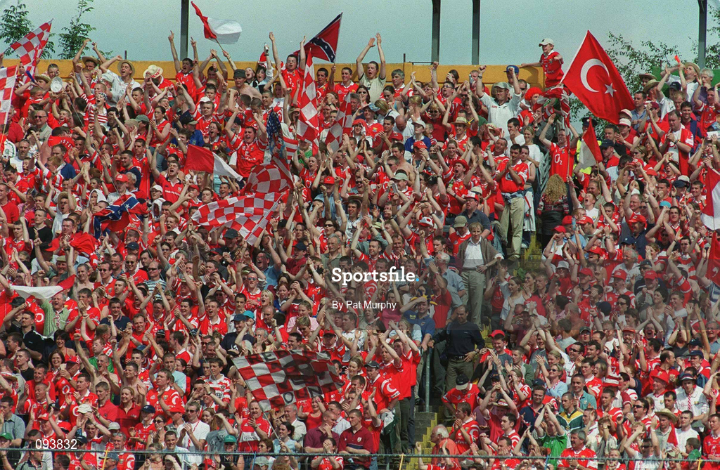 14 July 2002; Cork supporters during the Bank of Ireland Munster Senior Football Championship Final match between Cork and Tipperary at Semple Stadium in Thurles, Tipperary. Photo by Pat Murphy/Sportsfile