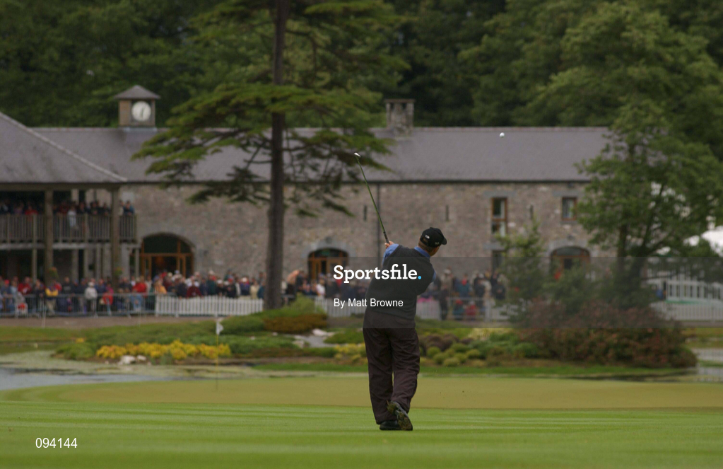 30 June 2002; Darren Fichardt watches his second shot from the 18th fairway during the Murphy's Irish Open at Fota Island in Cork. Photo by Matt Browne/Sportsfile